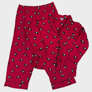 Laura Scott Woman Size XL Red 2 Piece Pajama Set Scottie Dogs Cotton